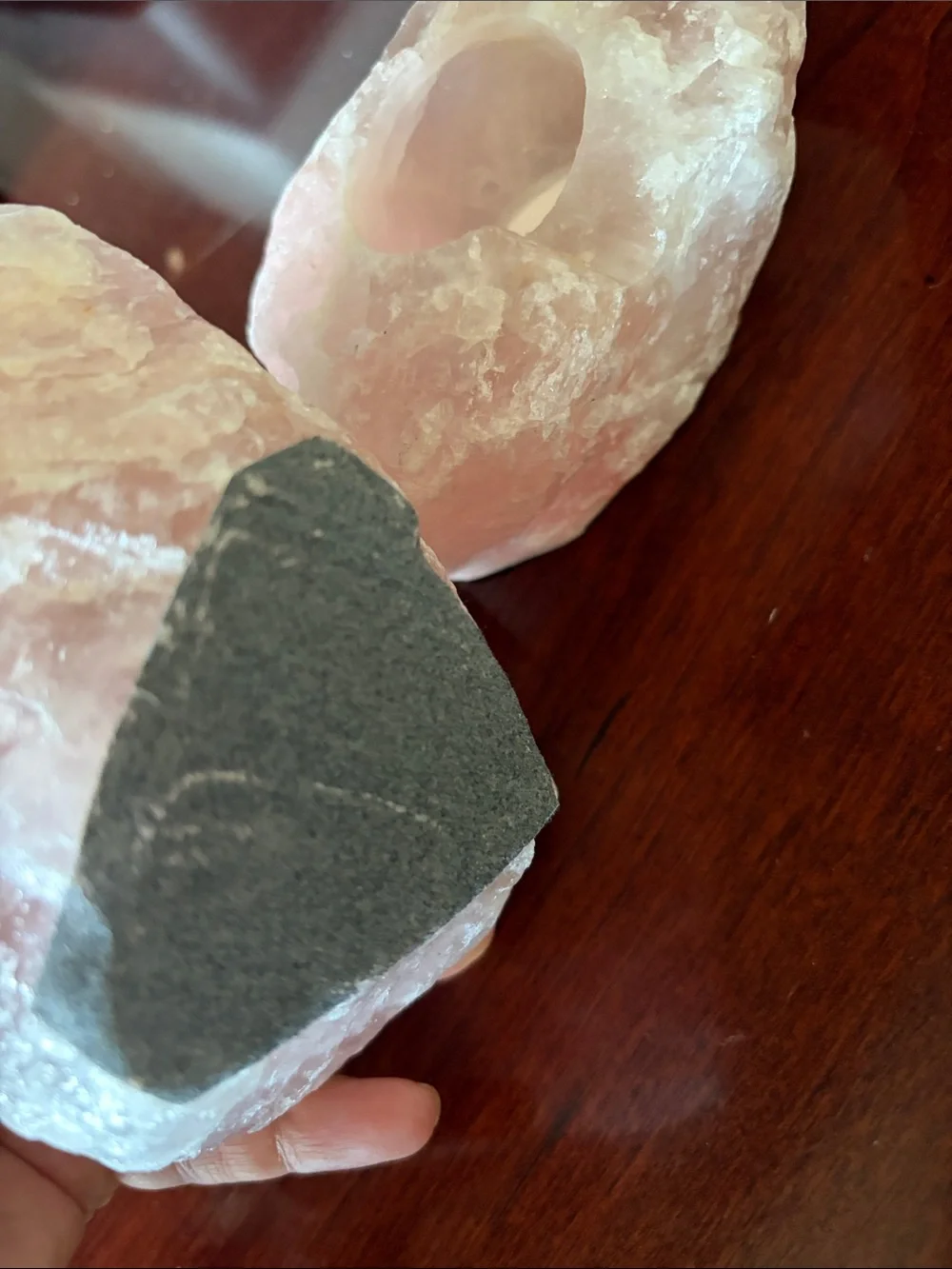 Rose Quartz Tea Light Candle Holders - Set of 2